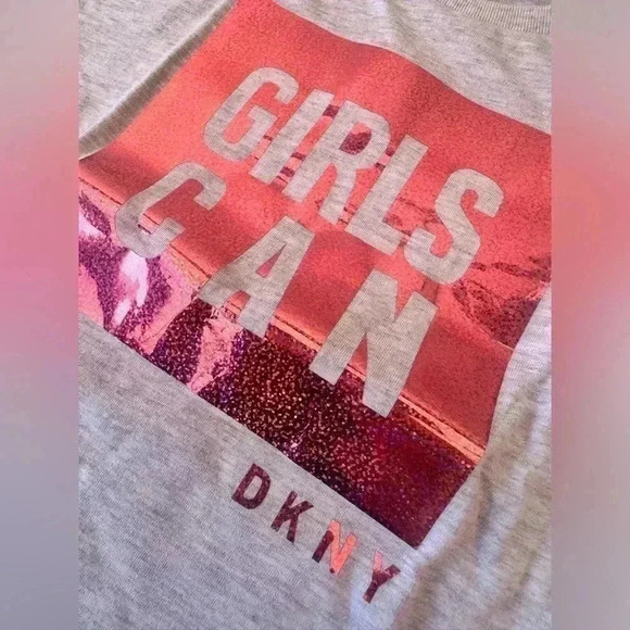 DKNY Girls' Fashion Long Sleeve T-Shirt  Gray Pink Sparking size 5t and Size 6x - Picture 11 of 12